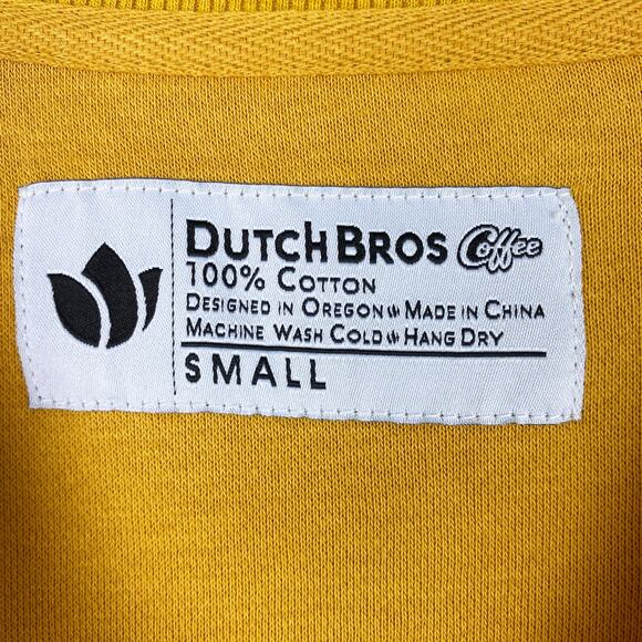Dutch Bros Fuzzy French Terry Crewneck Sweatshirt Gold Small - Picture 5 of 5